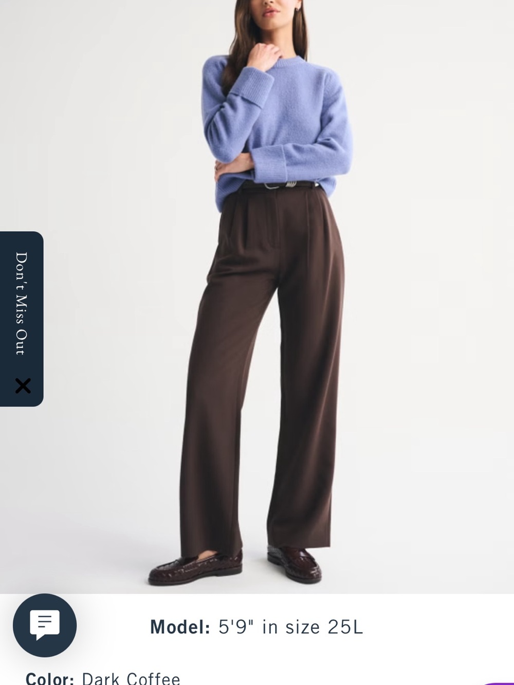 NWT Abercrombie & Fitch Sloane Wide-Leg Dark Coffee Trousers